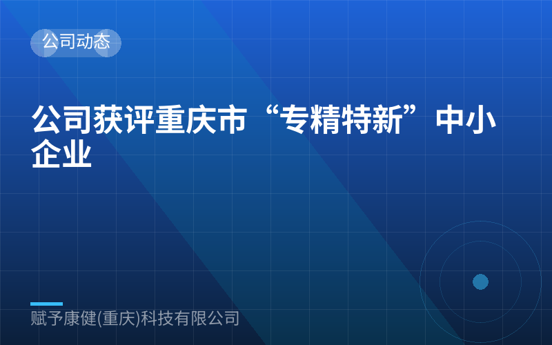 公司获评重庆市“专精特新”中小企业